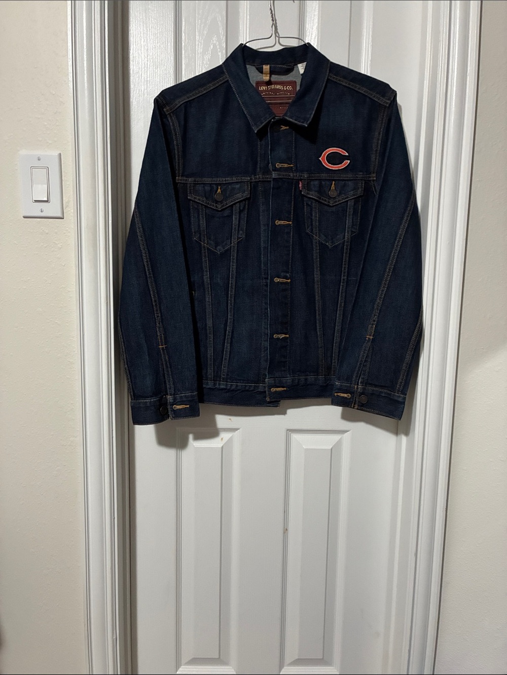 Levi's Dark Blue Denim Jacket with Red Logo
